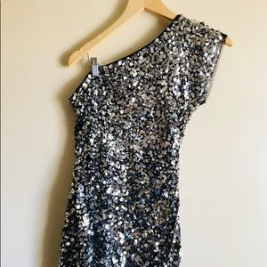 Arden B Sequin One-Shoulder Mini Dress